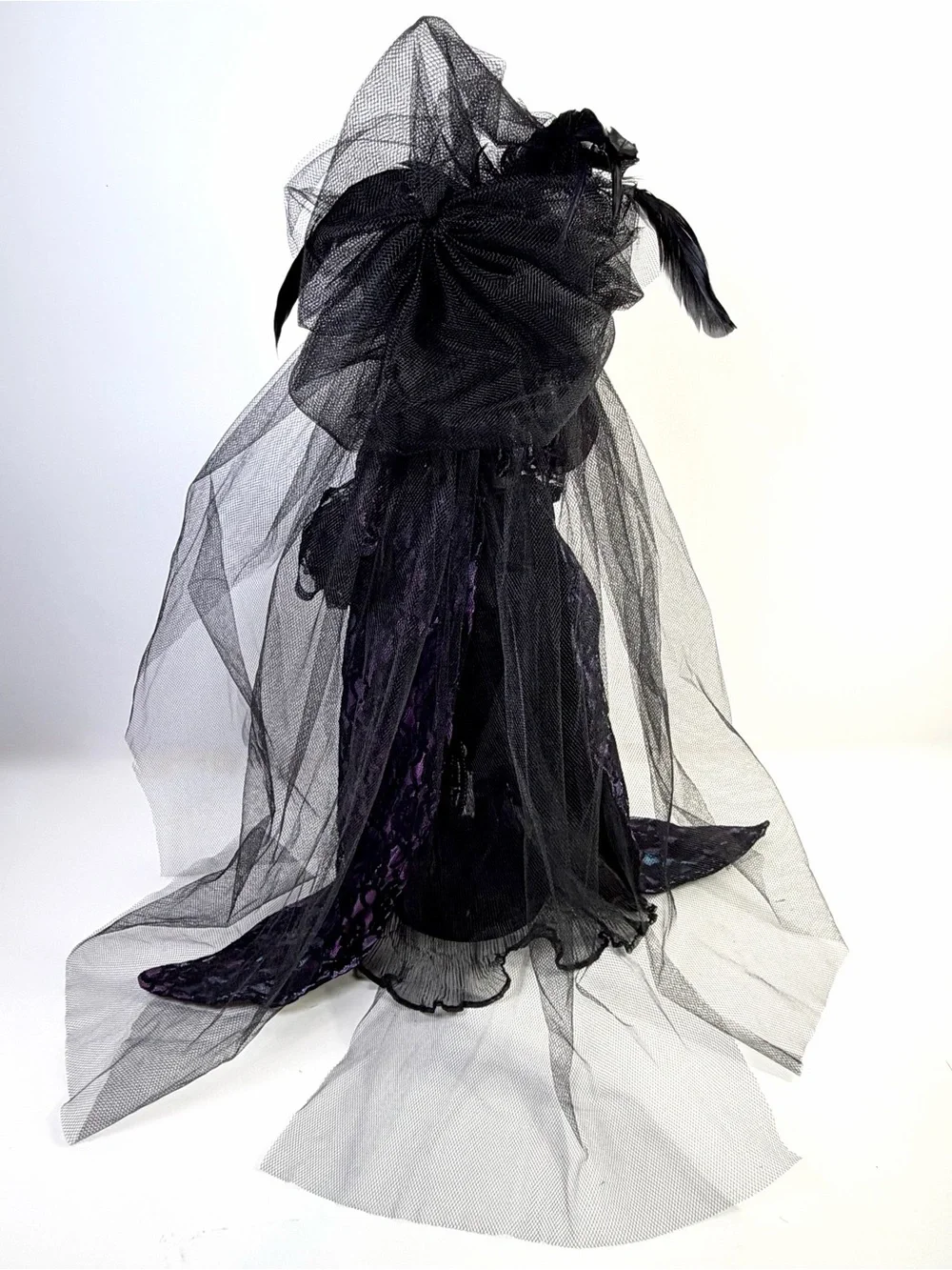 24” Victorian Gothic Witch Figurine Purple Black Halloween Display